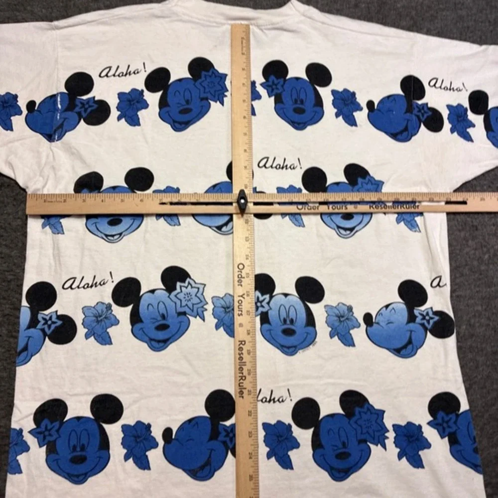 Vintage 60s Disney Mickey Mouse Shirt‎ Men XL White Aloha Floral Single Stitch